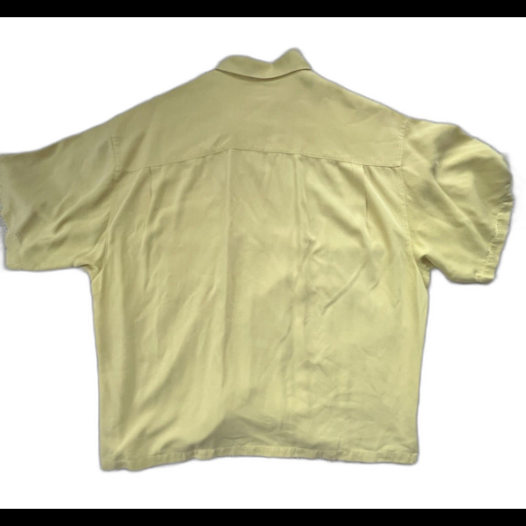 Tommy Bahama Men’s Button-Up Pocket Shirt Pastel Yellow 100% Silk Size XXL - Picture 9 of 10